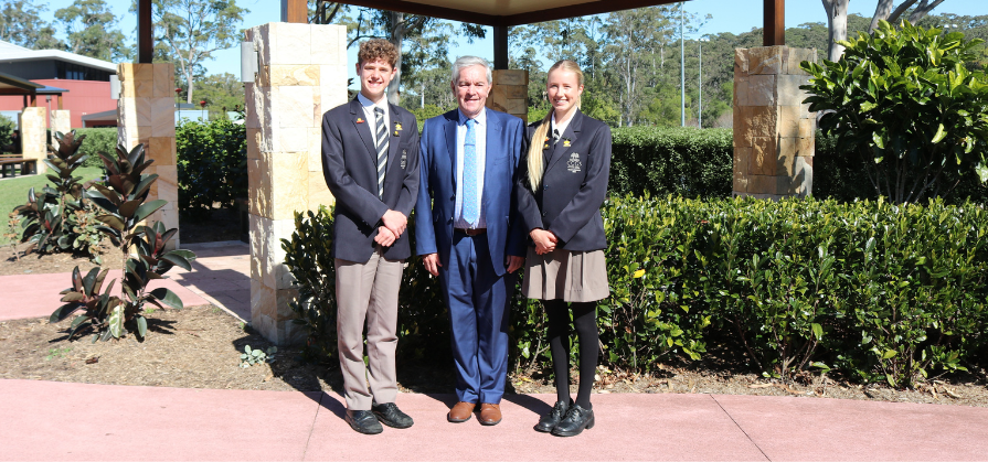 CCGS Head Prefects standing together with Headmaster Bill Low