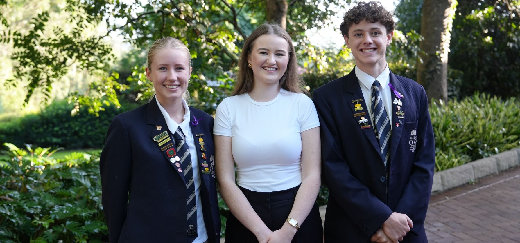 CCGS Alumnae Phoebe Britten with Head Prefects