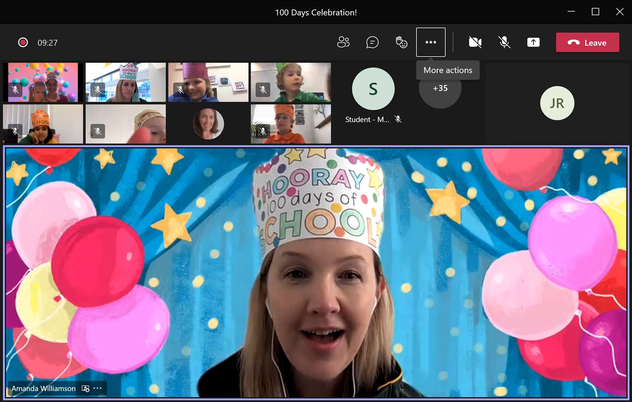 online party for Kindy 100 Days of school