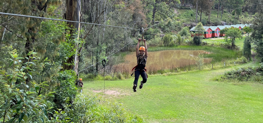 Zip lining on camp Year 7